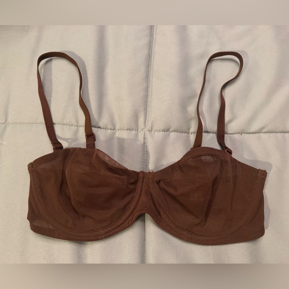 SKIMS Brown Sheer Underwire Bra